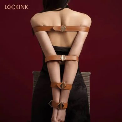 БДСМ ремені для бондажу LOCKINK 8-Bondage-Straps Restraint Set Brown - фото