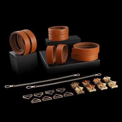 БДСМ ремені для бондажу LOCKINK 8-Bondage-Straps Restraint Set Brown - фото