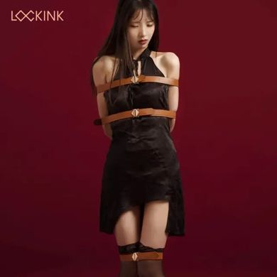 БДСМ ремені для бондажу LOCKINK 8-Bondage-Straps Restraint Set Brown - фото