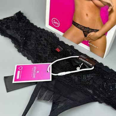 Трусики с доступом Obsessive 837-THC-1 crotchless thong L/XLчерные