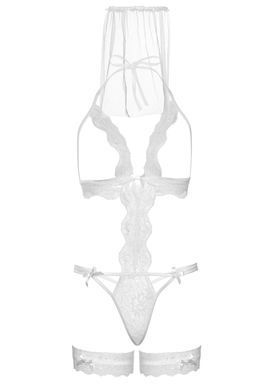 Эротический костюм невесты Leg Avenue G-string teddy, veil & garter White One size