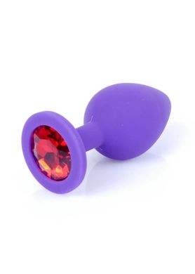Анальна пробка фіолетова зі стразом Boss (3,5 см) Plug-Jewellery Purple Medium Red Diamond М - фото