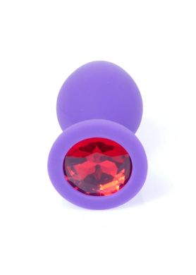 Анальная пробка со стразом Boss (3,5 см) Plug-Jewellery Purple Medium Red Diamond М - фото
