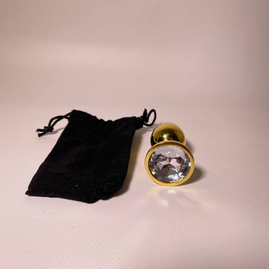 Анальная пробка с кристаллом Boss Gold PLUG Clear S (2,7 см) (недостатки лакового покрытия) - фото