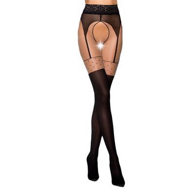 Эротические колготки TIOPEN 003 nero (20/40 den) - Passion, имитация чулок и пояса 1/2 - фото