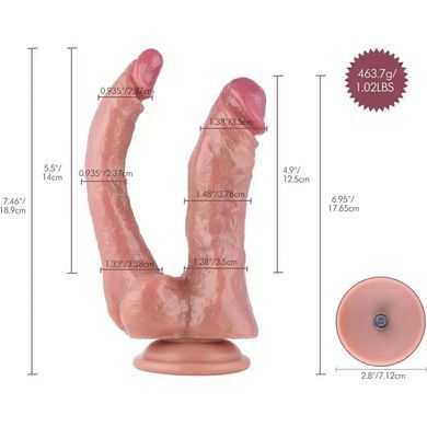 Двойной фаллоимитатор для секс-машин Hismith Double Penetrator 7,46&Prime;