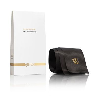 Сатинова пов'язка-стрічка на очі YESforLOV Black Satin Blindfold - фото