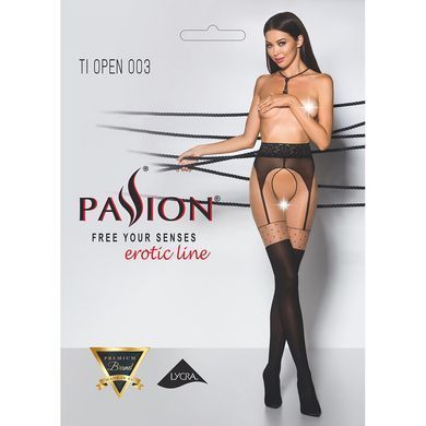 Эротические колготки TIOPEN 003 nero (20/40 den) - Passion, имитация чулок и пояса 1/2 - фото