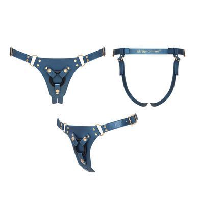 Трусы для страпона Strap-On-Me Leatherette Harness Generous One Size Blue - фото