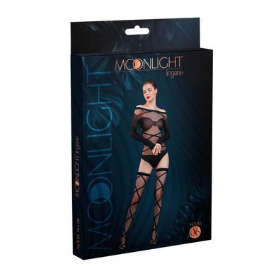 Комплект боди с длинным рукавом и чулки Moonlight Model 06 XS-L Black - фото