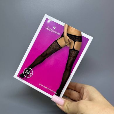 Еротичні колготки-бодістокінг Obsessive Garter stockings S207 S/M/L, імітація панчіх і пояса - фото