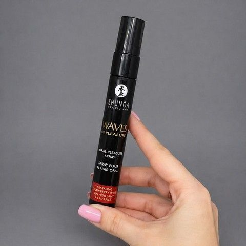 Спрей для усиления слюноотделения Shunga Waves of Pleasure Strawberry Sparkling Wine 20 мл клубничное вино - фото