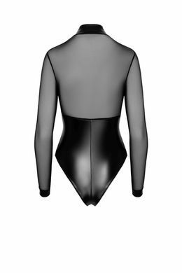 Боді Noir Handmade F321 Edge wetlook and mesh body with rings S