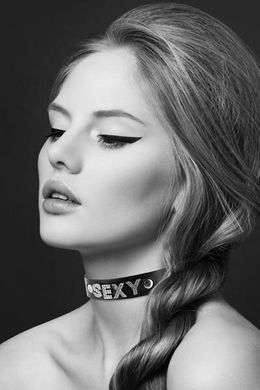 Кожаный чокер со стразами Bijoux Pour Toi SEXY