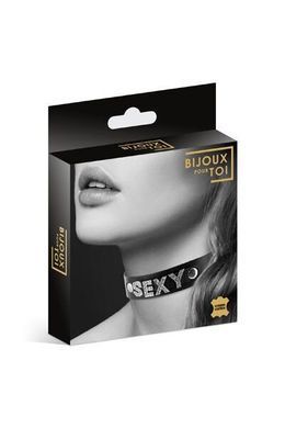 Кожаный чокер со стразами Bijoux Pour Toi SEXY
