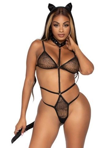 Эротический костюм кошечки Leg Avenue Roleplay Sex Kitten Black O/S