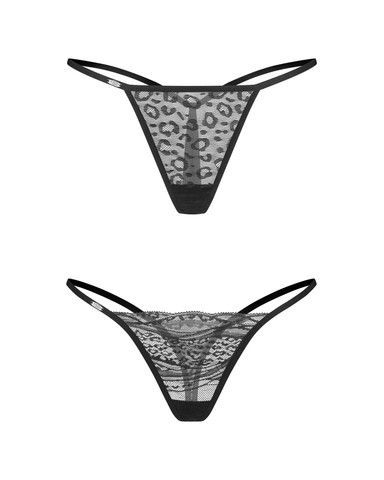 Набір трусиків Obsessive Clara 2-pack thong S/M чорні