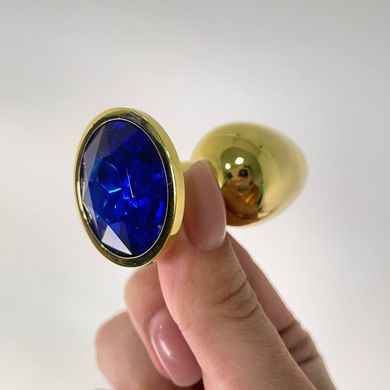 Анальная пробка с кристаллом Boss Gold PLUG Dark Blue S (2,7 см) (недостатки лакового покрытия) - фото