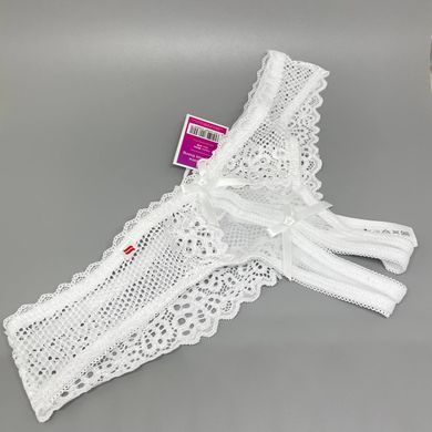 Трусики с доступом Obsessive Alabastra crotchless thong S/M белые