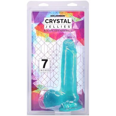 Фаллоимитатор Doc Johnson Crystal Jellies 7 Inch Realistic Cock with Balls Teal 18,4 см - фото